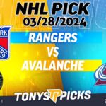New York Rangers vs. Colorado Avalanche 3/28/2024 FREE NHL Picks and Predictions by Ramon Scott
