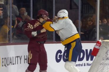 Liam O'Brien Drops The Gloves With Luke Schenn