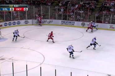 Cory Emmerton drills Ian Cole