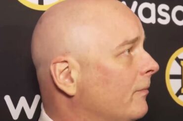 Jim Montgomery on Bruins Win vs Predators, Jim Montgomery on Justin Brazeau injury  Postgame