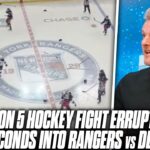 5 On 5 NHL Brawl Erupts 2 seconds Into A Game & It Was AWESOME | Pat McAfee Reacts