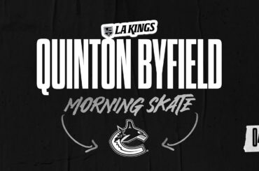 Forward Quinton Byfield | 04.06.24 LA Kings face Vancouver Canucks | Morning Skate Media
