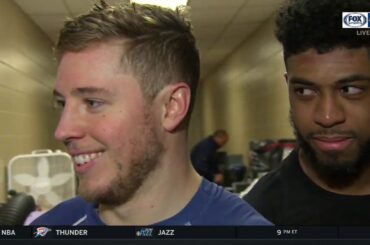 Anthony Duclair, Nick Foligno mess with Cam Atkinson after win | BLUE JACKETS-FLYERS POSTGAME