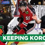 Did the Chicago Blackhawks make the right call keeping Kevin Korchinski in the NHL this season?