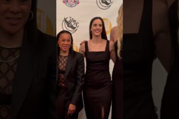USC Coach #DawnStaley with #CaitlinClark at the #WoodenAward Gala in #LosAngeles