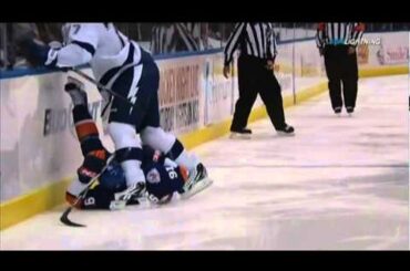 Victor Hedman hits John Tavares