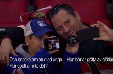 NHL New York Rangers Mika Zibanejad makes a kid cry of joy