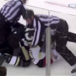 Tim Gleason vs Bill Guerin Dec 7, 2009