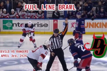 Devils vs. Rangers Line Brawl Rempe vs. MacDermid #NJDevils #NYR
