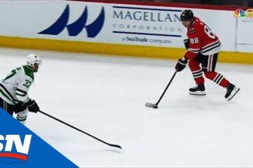 Patrick Kane's Hard Snap Shot Beats Anton Khudobin For 43rd Goal