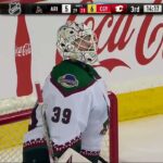 Andrei Kuzmenko gets an assist on Kadri's game winning goal vs Coyotes (14 apr 2024)