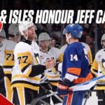 Jeff Carter gets handshakes from all Islanders players in his final NHL game.