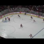 Alex Newhook of the Montreal Canadiens scores vs. Detroit Red Wings (Logan Mailloux 1st NHL point)