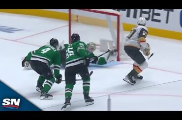 Stars' Jake Oettinger Goes All Out To Make Multiple Unreal Saves On Golden Knights' Shea Theodore