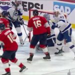 Andrei Vasilevskiy makes triple save vs Panthers in game 2 (23 apr 2024)