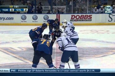 Jaden Schwartz wrist shot goal 2-0 Toronto Maple Leafs vs St. Louis Blues 12/12/13 NHL Hockey.