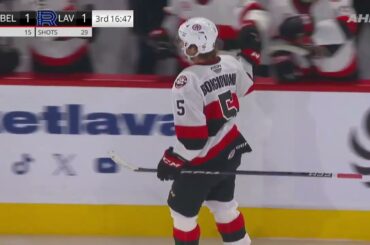 Wyatt Bongiovanni score for the Belleville Senator against Kasimir Kaskisuo