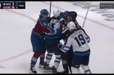 Scrum Ensues At The End Of The Avs vs. Jets Game.