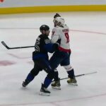 Alex Ovechkin upsets Giordano with his hit, Mark punches him in a head (28 mar 2024)