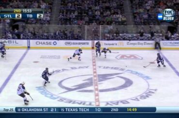 Jaden Schwartz wrist shot goal 2-2 St. Louis Blues vs Tampa Bay Lightning 11/2/13 NHL Hockey.