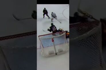 Dustin Wolf Sprawls out to make a huge recovery save  #nhl #sports #calgaryflames #goalie