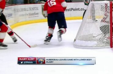 Huberdeau leaves game with apparent leg injury