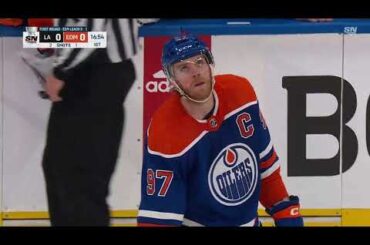 Mikey Anderson leaves the ice after colliding with Connor McDavid / 1.05.2024