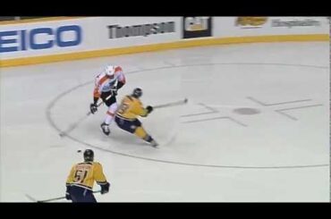 Ryan Ellis Huge Hipcheck On Wayne Simmonds 14/01/12