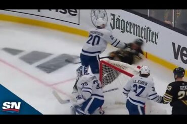 Maple Leafs' Joel Edmundson Lays Massive Hit On David Pastrnak To Start Game 7