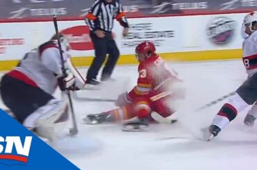 Johnny Gaudreau Gets Sent In On Breakaway, Scores While Falling Down