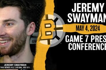 Jeremy Swayman’s Locker Room Reaction to Bruins' Game 7 Win Over Maple Leafs