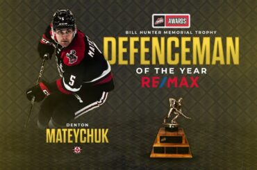 Denton Mateychuk awarded Bill Hunter Memorial Trophy as WHL Defenceman of the Year for 2023-24
