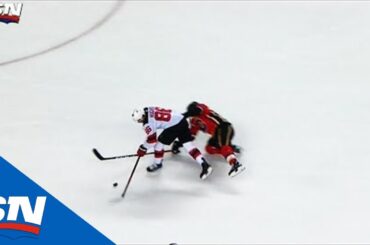 Taylor Hall Springs Jack Hughes Who Muscles Off Defender, Dekes David Rittich