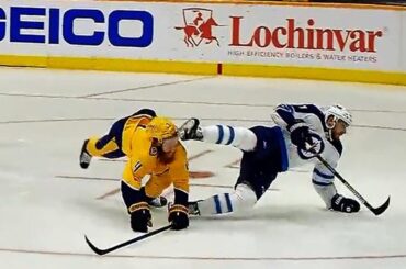 Ellis takes skate to the face but gets lucky, skates off