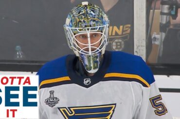 GOTTA SEE IT: Blues' Jordan Binnington Stands On His Head To Keep Bruins Out In First Period