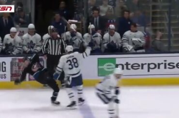 Rasmus Sandin clean check on Kent Johnson