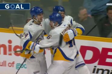 Ilya Lyubushkin's shorthanded assist on Okposo's goal vs Predators (14 jan 2023)