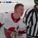 Tkachuk Fights With Muzzin After Jostling With Frederik Andersen (w/Joe Bowen Commentary) 2/15/2021