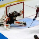 John Gibson Flashes The Leather On Nathan MacKinnon