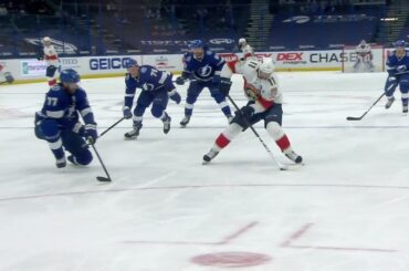 Huberdeau throws a beauty spin-o-rama pass to Duclair for the top shelf one timer
