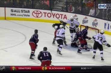 Jeff Carter Scores on Curtis McElhinney | Kings Tie Blue Jackets 1-1