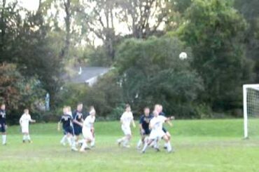 John Leonard indirect kick almost headed in