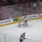 Columbus Blue Jackets goalie Daniil Tarasov warms up 3/12/24