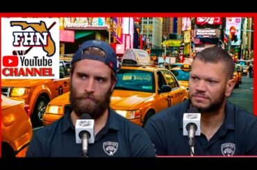 Aaron Ekblad, Kyle Okposo, Morning Skate: Florida Panthers at New York Rangers, Game 5 (ECF)