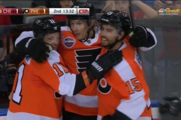 Oskar Lindblom Goal - Philadelphia Flyers vs Chicago Blackhawks (10/4/19) (Global Series)