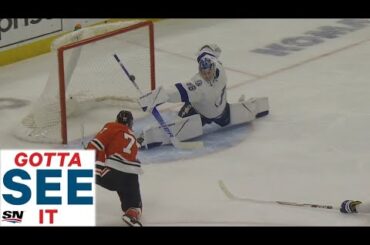 GOTTA SEE IT: Andrei Vasilevskiy Robs Kirby Dach With Incredible Save Off Shaft Of His Stick