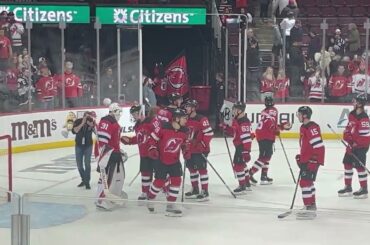 NJ Devils Celebrate Preseason Opener Win 6-0 Against Philadelphia Flyers 9/25/23