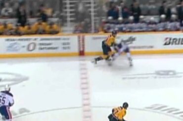 Colin Wilson runs over Jeff Petry