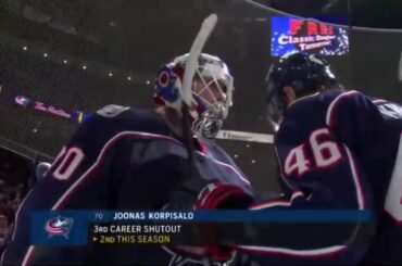 Joonas Korpisalo shutout vs Washington