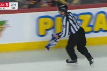 Jonathan Huberdeau Scores Empty Net Goal,  Fan Throws Jersey Onto The Ice